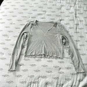 Grey Long Sleeve Cropped Shirt